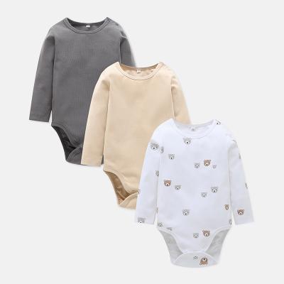 China 2021 Hot Selling 100% Cotton Autumn Newborn Baby Long Sleeve Clothes Cotton Baby Romper White Baby Onsie for sale