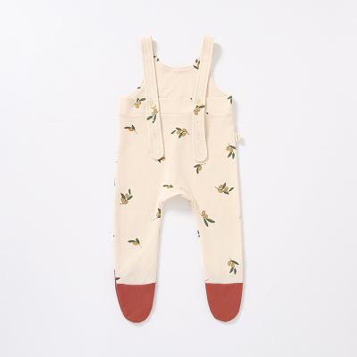 China 2021 New Spandex/Cotton Baby Autumn Clothes Cotton Suspender Baby Footie Overalls Pajamas Baby Flower Overalls for sale