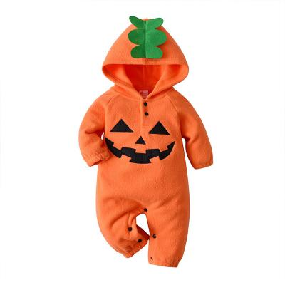 China 95% Cotton Factory Direct Sales Winter Fleece Baby Costume Halloween Pumpkin Monster Baby Clothes Romper for sale