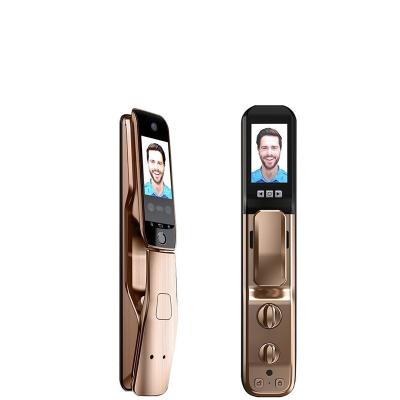 China Zinc Alloy+Stainless Steel Face Recognition Entry Door Lock with Camera Full Auto Fingerprint Locks Wifi APP Phone Auto Fingerprint Locks for sale