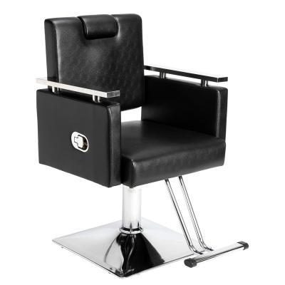 China Modern Reclining Barber Chair Square Base Hairdressing Chair Black for sale