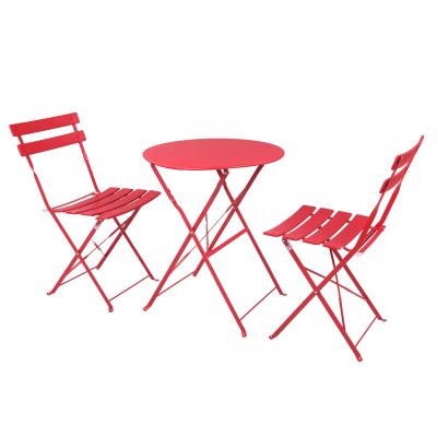 China Iron Folding Set 2 Easy Carry Three Piece Chairs 1 Red Table for sale