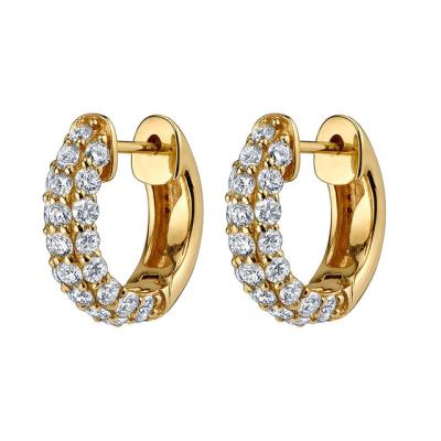 China TRENDY 925 silver gold plated diamond huggie circle earrings 18k jewelry for women jewelry for sale