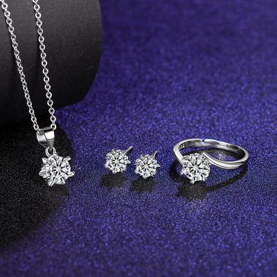 China CLASSIC Fashion Women Jewelry Set Silver Jewelry Zircon Stone Ring Necklace Earring for sale