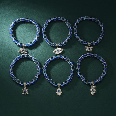 China Vintage Best Sellerl Popular Blue Eyes Beads Bangle Devil Eye Bracelets Fashion Jewelry Bangle Bracelets for sale