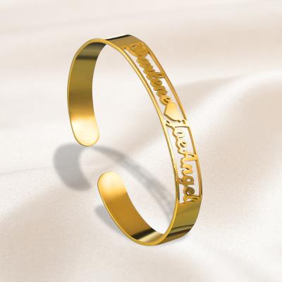 China Vintage Quick Moq 2pcs Custom Bangle With Logo Stainless Steel Gold Bangle Fashion Jewelry for sale