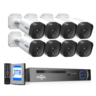 China Hiseeu Face Detection IP POE 5MP CCTV Security Video Surveillance Camera NVR System Kit Set Outdoor AI Two Way Audio VCR for sale