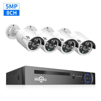 China NIGHT VISION hiseeu 5MP POE Security Camera System Kit H.265 8 CHAI Face Detection Audio Record IP Camera CCTV Video NVR Set for sale