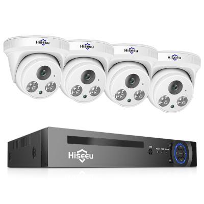 China Hiseeu 4Pcs 5mp NIGHT VISION IP Poe Dome Camera CCTV System Kits Security 8CH POE NVR System for sale