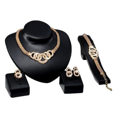 China 4 Pieces PCs Necklace Dubai Romantic Earrings Wedding African Fashion Women Big Jewelry Sets For Girls for sale