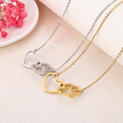 China Romantic Heart Stainless Steel Trending Necklaces Paw Necklace 2021 2022 for sale