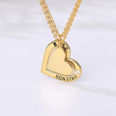 China Trend 2021 religious or en plate heart stainless steel neck pendant miner stainless steel zircon jewelry couples for sale