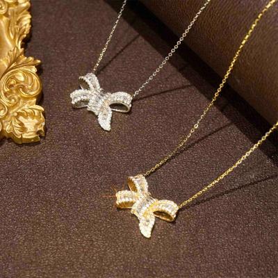 China Whole Sale Vintage Non Tarnish Designer Waterproof Zircon Women Jewelry Necklaces Tasty Butterfly Gold Plated Necklace Jewelry for sale