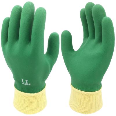 China Super Quality Anti Slip Green Color PVC Dip Coating Garden Gloves Anti Slip for sale