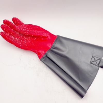 China Long Sleeve Anti-Slip Water Proof Safety Gloves Fishing Gloves 40cm PVC Pellets for sale