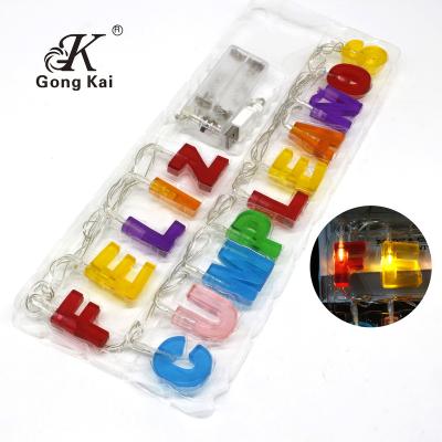 China Happy Birthday Holiday Birthday Party Supplies Gifts Color Spanish Happy Birthday LED String Light 2xAA Battery for sale