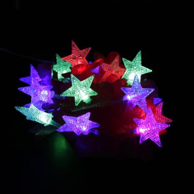 China Decorative 20LED Fantasy Fairy Lights Star Shape Flower Red Color Lights Led Pole Battery String Light for sale