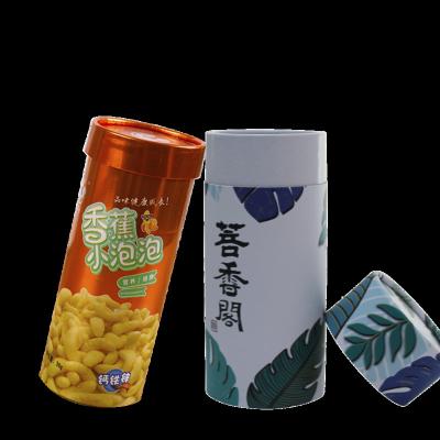 China DIY Recyclable Customized Snacks Drinks Sealed Biodegradable Round Food Jars Multicolor Pattern Packaging Kraft Paper Tube for sale