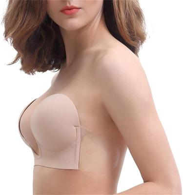 China QUICK DRY U Strapless Backless Breast Push Up Plunge Lift Invisible Adhesive Bra For Women for sale