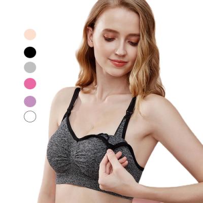 China Pump Women Seamless Comfortable Breathable Front Closure Baby Feeding Wirefree Sleep Care Opening Nursing Bra for sale