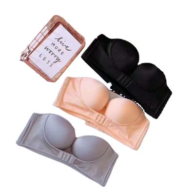 China QUICK DRY Radio Push Up Non Slip Strapless Front Lift Tube Push Up Bra For Wedding Dress for sale