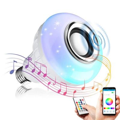 China Morden LED Music Light Bulb 12W E27 RGB Smart Music Bulb Speaker with 24 Keys Remote Control for sale