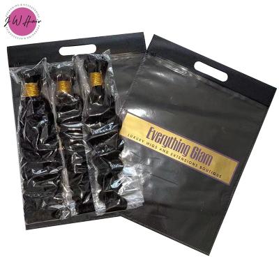 China Custom Logo Moisture Proof Zipper Hair Extension Clothes Plastic Wig Clear Glossy Zip Lock Bundles Packaging Bag for sale