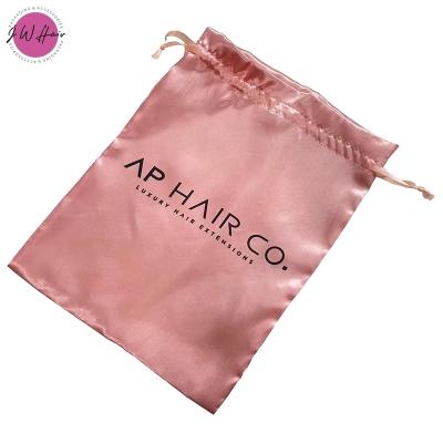 China Hair Weave Shopping Packaging Silk Material Bags Custom Satin Hair Bags For Hair Extensions And Wigs Logo for sale