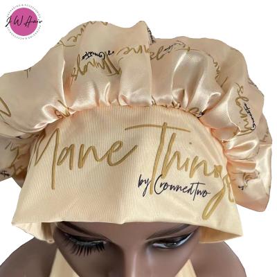 China Best Selling Soft Soft Feeling Silk Cowl With Logo Reversible Adjustable Hair Satin Head Tie Cowls Custom Made for sale