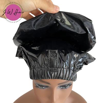 China Viable Ready To Ship Large Bath Caps With Long PVC Braid Hair Waterproof Curly Snap Shower Caps for sale