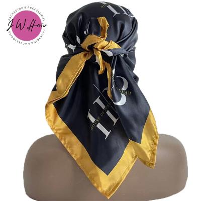 China LOGO Luxury Hair Scarf For Satin Silk Scarf Custom LOGO Hair Accessories for sale