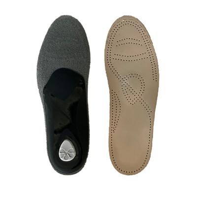 China Custom Made Comfortable Durable Anti Smell Thin Breathable Genuine Leather Insole Eco-friendly With Hole for sale