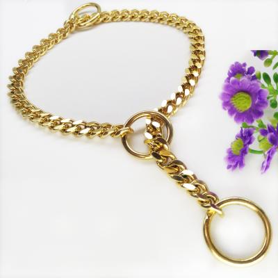 China New Stocked Pet Product 316L Stainless Steel Large Dog Chains In Gold for sale