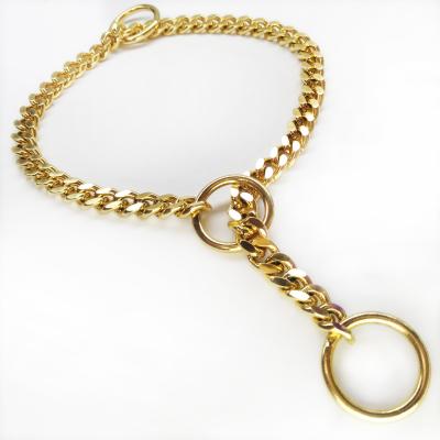 China Personalized Cuban Link Dog Chain Stainless Steel Adjustable Choke Stocked Collar For Training 3 Ring Collar for sale