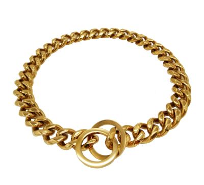 China Wholesale Adjustable Stocked Cuban Link Ring Chain Gold Stainless Steel Dog Choke Chains for sale