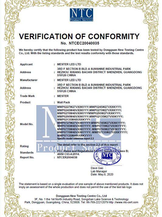 FCC - Mester LED LIMITED