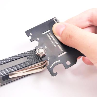 China Multifunctional Opener Tool Survival Stainless Steel Plastic10 in 1 Multi Tool Credit Card with Phone Holder for sale