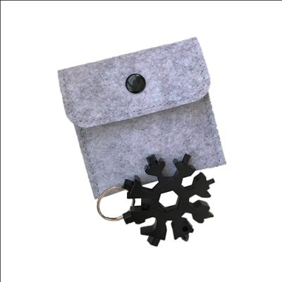 China Promotion Gift EDC Felt Bag Black Metal Tool Multifunctional Hexagon Wrench Snowflake Set for sale