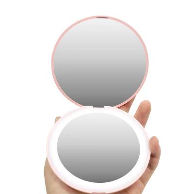 China Bestselling Amazon Mini LED Lighted Pocket Makeup Mirror With Custom Logo for sale