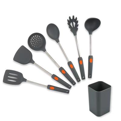 China Sustainable 7pcs Silicone Cooking Tool Kit Heat Resistance Silicone Kitchen Utensil Sets for sale