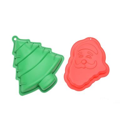 China Reusable DIY Silicone Baking Cake Molds Christmas Tree Father Christmas Cake Mold Silicone Baking Mold for sale