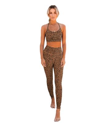 China Other New Leopard Yoga Wear Fitness Exercise Wear Seamless Yoga Suit Female Sets In Stock for sale