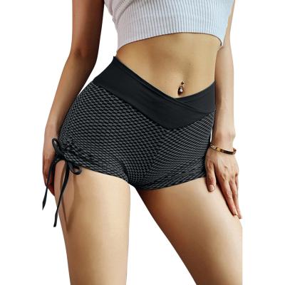 China Breathable Yoga Shorts Womens High Waist Pleats Beach Running Yoga Pants for sale