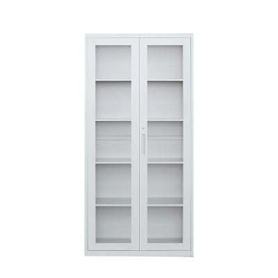 China Foldable Office Furniture Supplier 2 Glass Sliding Door Steel File Cabinet Metal Storage Cabinet Cupboard for sale