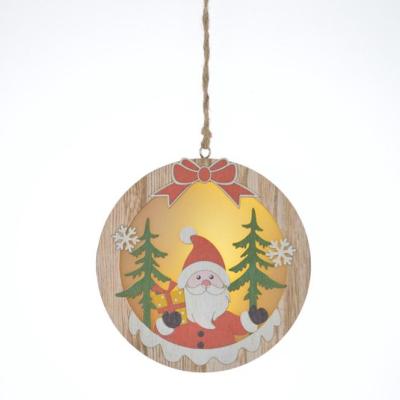 China Creative Wooden LED Light Christmas Tree Hanging Wooden Hanging Ornament Kids Gift, Party Decoration for sale