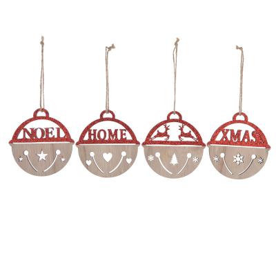 China Christmas Bell Laser Cut Wooden Bell Christmas Tree Hanging Christmas Gifts for sale