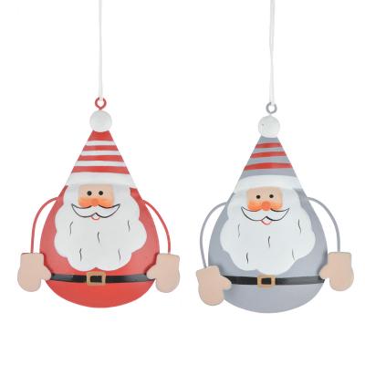 China 3D Metal Hand Painted Christmas Santa Claus Hanging Figurine Ornaments Holiday Home Decorations for sale