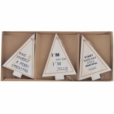 China Christmas Gift Set Hanging Ornament S/3 Set Gift Craft Christmas Tree Decoration Wooden Hanging Ornament for sale