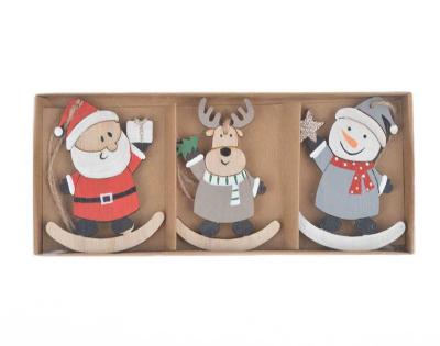 China High Quality Wooden Christmas Tree Hanging Christmas Tree Hanging Santa Deer/Snowman Shaped Hanger Ornaments for sale