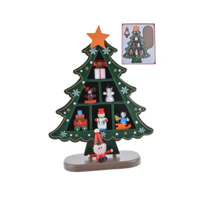 China DIY Handmade Green Wooden Christmas Tree with 7 Baubles Gift Ornament Table Desk, Christmas Ornaments, Christmas Crafts for sale